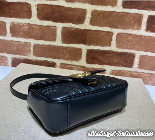 Famous Brand Gucci GG Marmont Matelasse Leather Mini Bag 446744 Black/Gold 2025