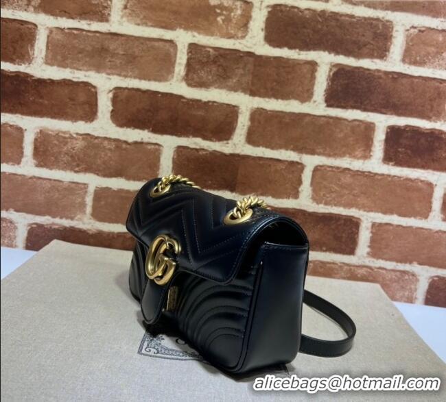 Famous Brand Gucci GG Marmont Matelasse Leather Mini Bag 446744 Black/Gold 2025