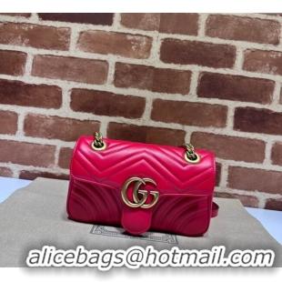 New Design Gucci GG Marmont Matelassé Leather Mini Bag 446744 New Red 2025