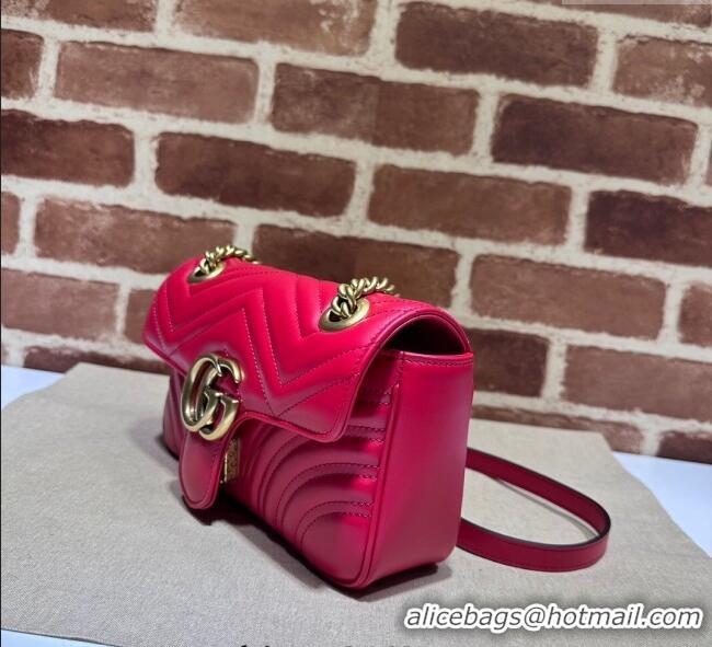 New Design Gucci GG Marmont Matelassé Leather Mini Bag 446744 New Red 2025
