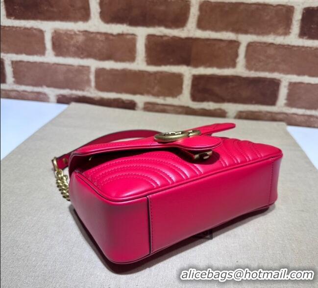 New Design Gucci GG Marmont Matelassé Leather Mini Bag 446744 New Red 2025