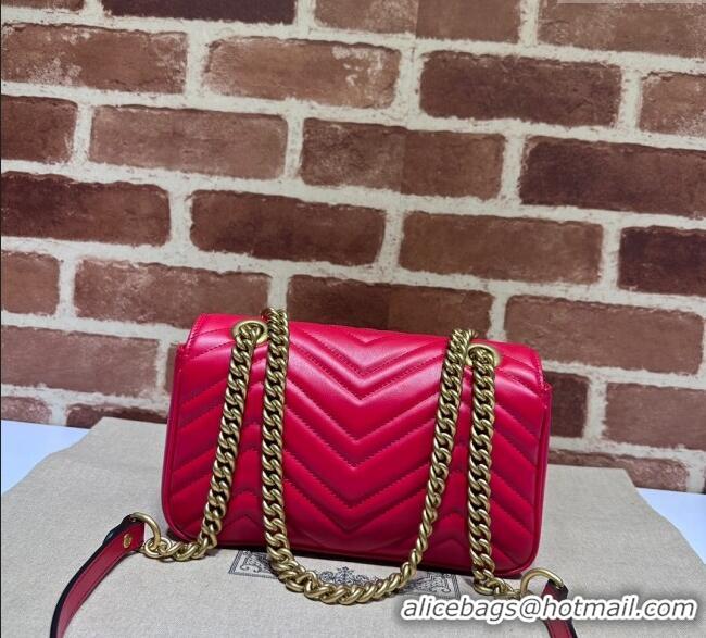 New Design Gucci GG Marmont Matelassé Leather Mini Bag 446744 New Red 2025