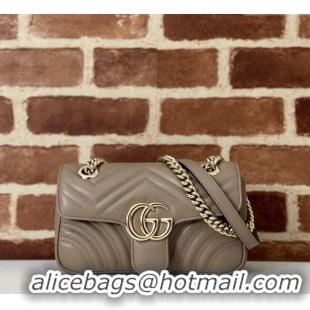 Top Quality Gucci GG Marmont Matelasse Leather Mini Bag 446744 Taupe Grey 2025