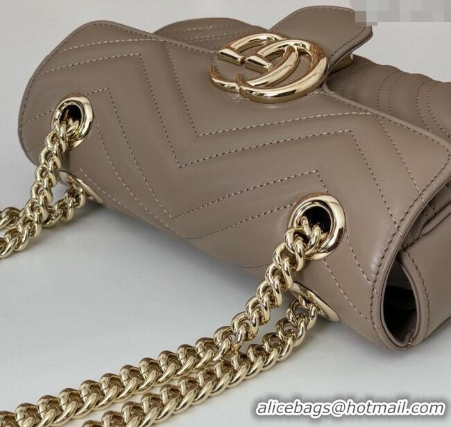 Top Quality Gucci GG Marmont Matelasse Leather Mini Bag 446744 Taupe Grey 2025