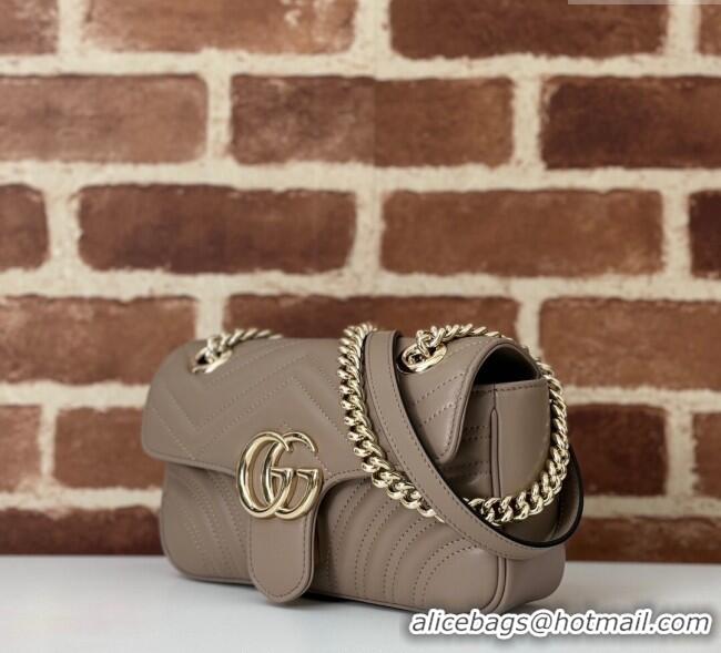 Top Quality Gucci GG Marmont Matelasse Leather Mini Bag 446744 Taupe Grey 2025