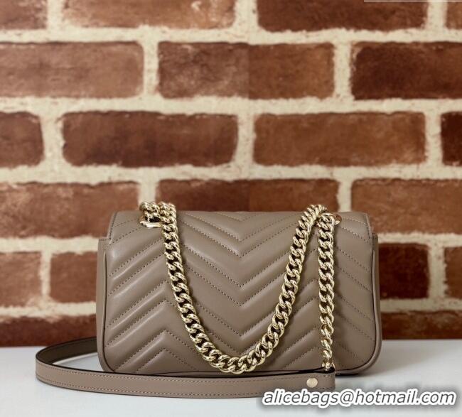 Top Quality Gucci GG Marmont Matelasse Leather Mini Bag 446744 Taupe Grey 2025