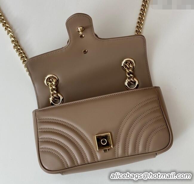 Top Quality Gucci GG Marmont Matelasse Leather Mini Bag 446744 Taupe Grey 2025