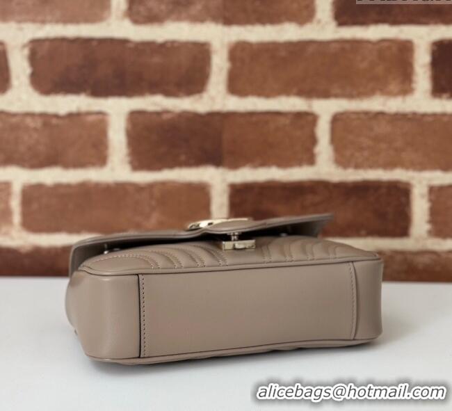 Top Quality Gucci GG Marmont Matelasse Leather Mini Bag 446744 Taupe Grey 2025