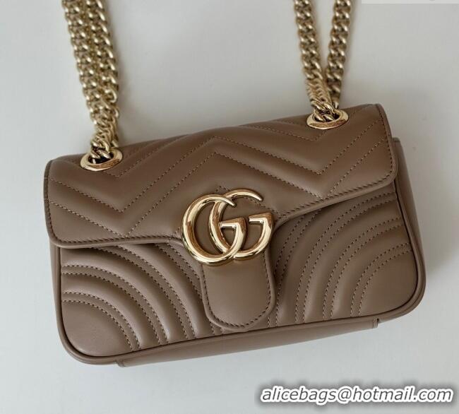 Top Quality Gucci GG Marmont Matelasse Leather Mini Bag 446744 Taupe Grey 2025