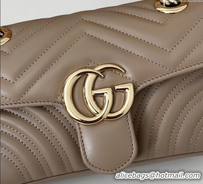 Top Quality Gucci GG Marmont Matelasse Leather Mini Bag 446744 Taupe Grey 2025