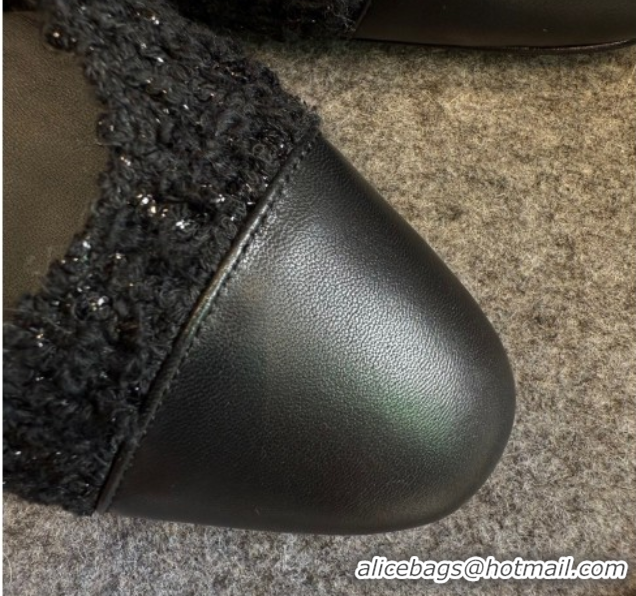 Buy Ladies Chanel Tweed & Leather Slingback Flats G31319 Black/Silver