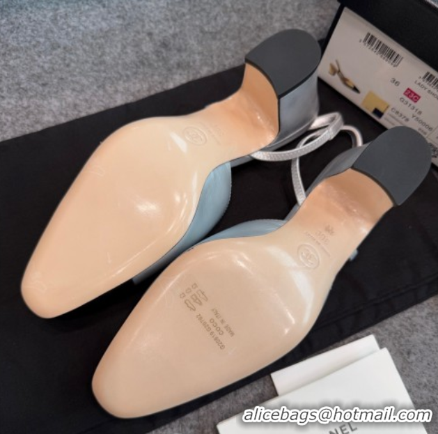 Buy Luxury Chanel Metallic Leather & Grosgrain Slingback Pumps G31318 6.5cm Silver/Black