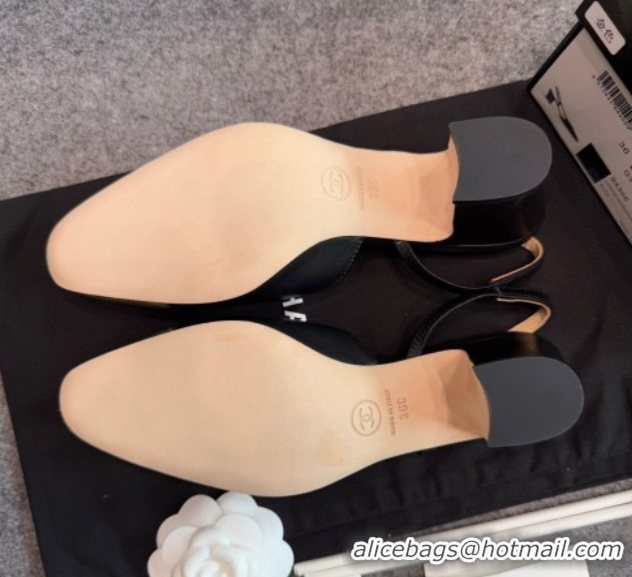 Cheapest Chanel Metallic & Calf Leather Slingback Pumps G31318 6.5cm Black/Gold