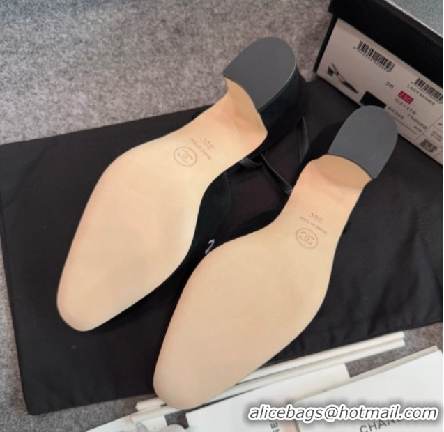 Top Grade Chanel Suede & Patent Leather Slingback Pumps G31318 Black