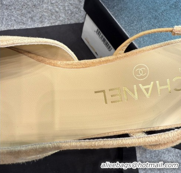 Best Price Chanel Suede Slingback Flats G31319 Beige/Black