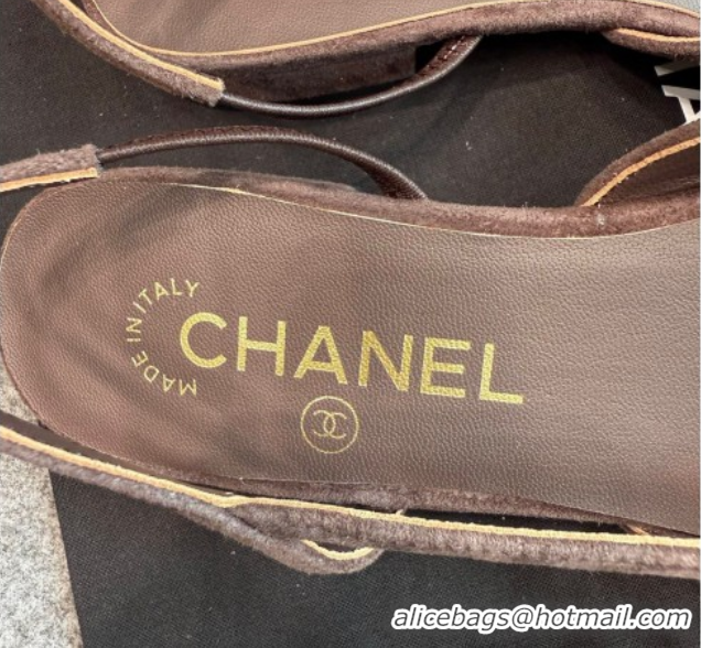 Best Product Chanel Suede Slingback Flats G31319 Brown/Red