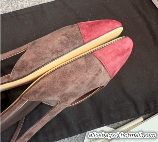 Best Product Chanel Suede Slingback Flats G31319 Brown/Red
