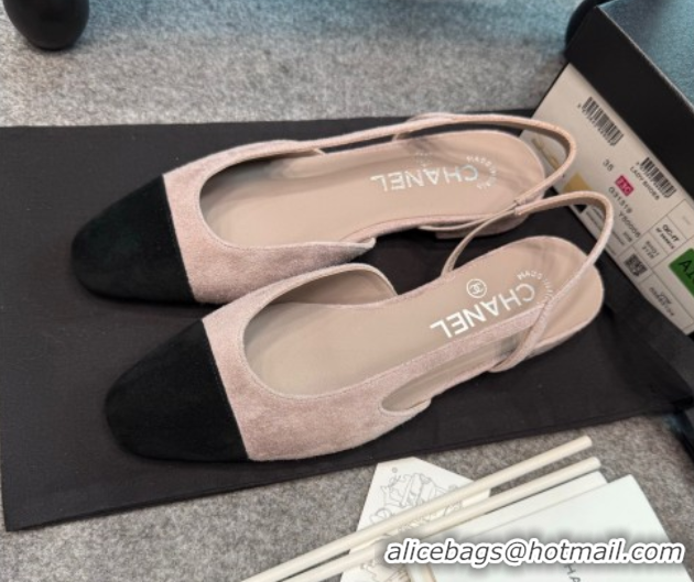 Most Popular Chanel Suede Slingback Flats G31319 Grey/Black