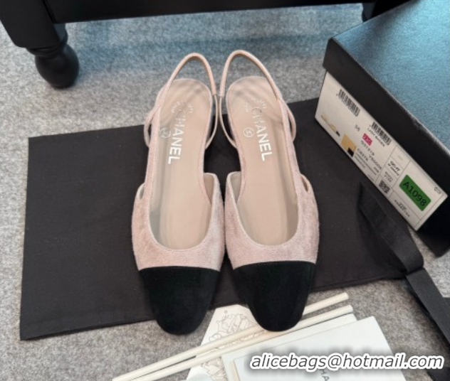 Most Popular Chanel Suede Slingback Flats G31319 Grey/Black