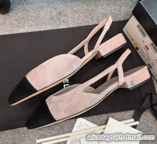 Most Popular Chanel Suede Slingback Flats G31319 Grey/Black
