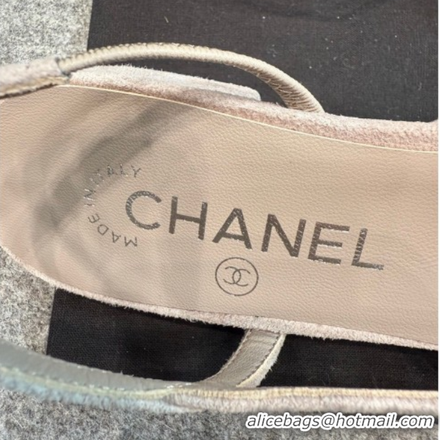 Most Popular Chanel Suede Slingback Flats G31319 Grey/Black