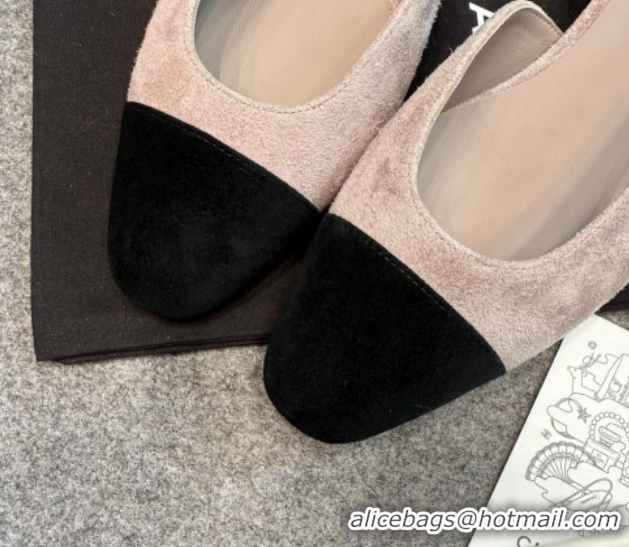 Most Popular Chanel Suede Slingback Flats G31319 Grey/Black