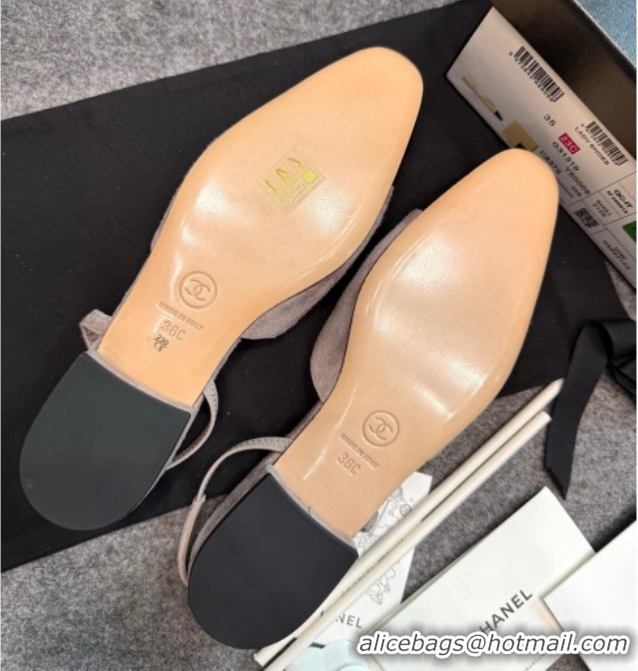 Most Popular Chanel Suede Slingback Flats G31319 Grey/Black
