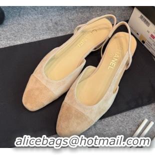 Good Product Chanel Suede Slingback Flats G31319 Beige/Brown