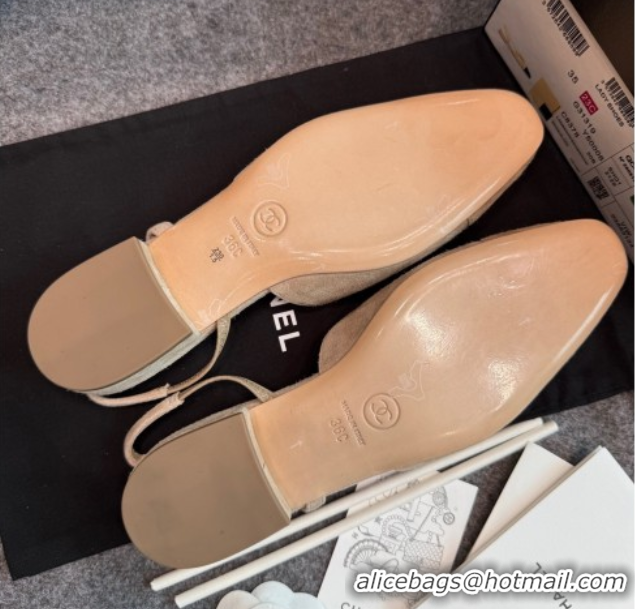Good Product Chanel Suede Slingback Flats G31319 Beige/Brown