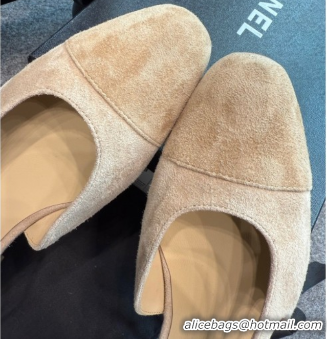 Good Product Chanel Suede Slingback Flats G31319 Beige/Brown