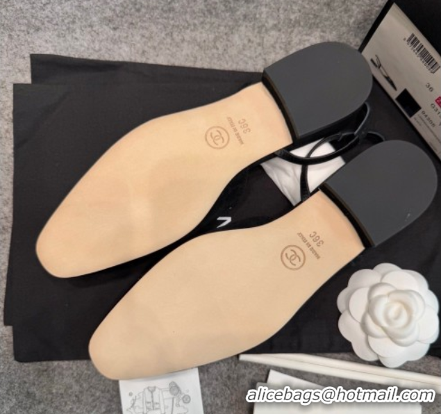 Purchase Chanel Suede & Patent Leather Slingback Flats G31319 Black