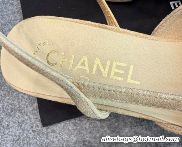 Pretty Style Chanel Suede Slingback Pumps G31318 Beige/Black