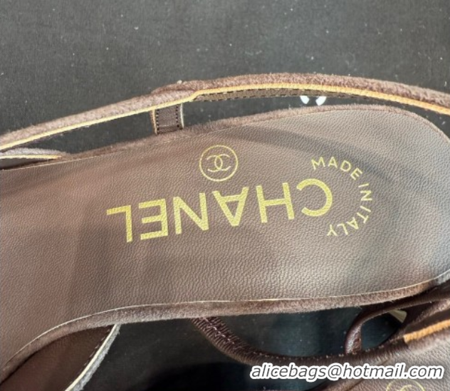 Durable Chanel Suede Slingback Pumps G31318 Brown/Red