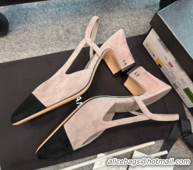 Good Looking Chanel Suede Slingback Pumps G31318 Grey/Black