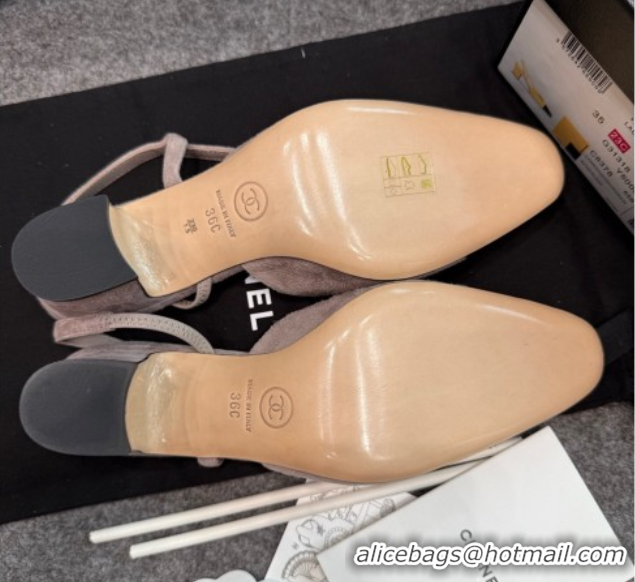 Good Looking Chanel Suede Slingback Pumps G31318 Grey/Black