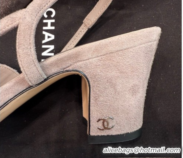 Good Looking Chanel Suede Slingback Pumps G31318 Grey/Black