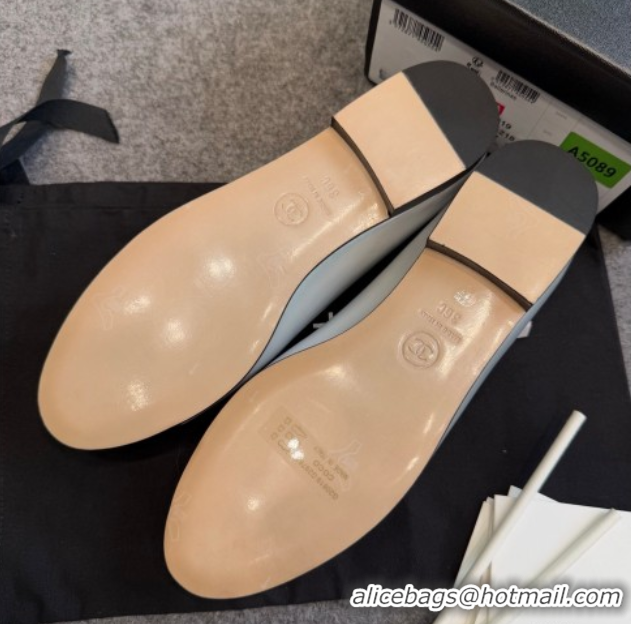 Low Price Chanel Metallic Leather & Grosgrain Ballet Flats G02819 Silver