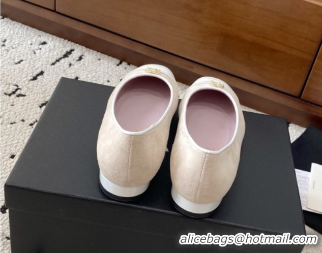 Good Product Chanel Suede & White Patent Leather Ballet Flats Beige 2025 CH071401
