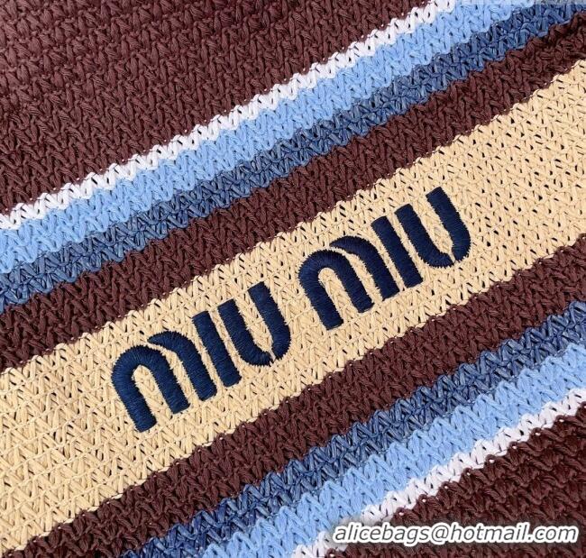 Buy New Cheap Miu Miu Crochet Fabric Tote Bag 5BG228 Brown/Beige 2025
