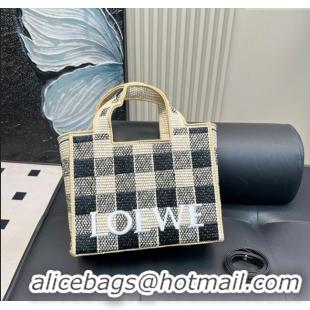 Best Product Loewe Medium Front Tote Bag in Check Straw 0723 Black 2025