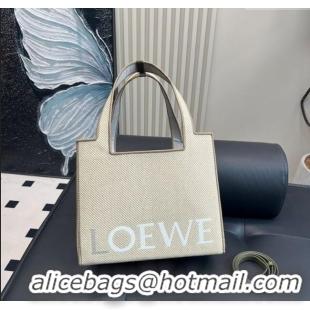 Discount Loewe Medium Front Tote Bag in Straw 0723 Beige/White/Grey 2025