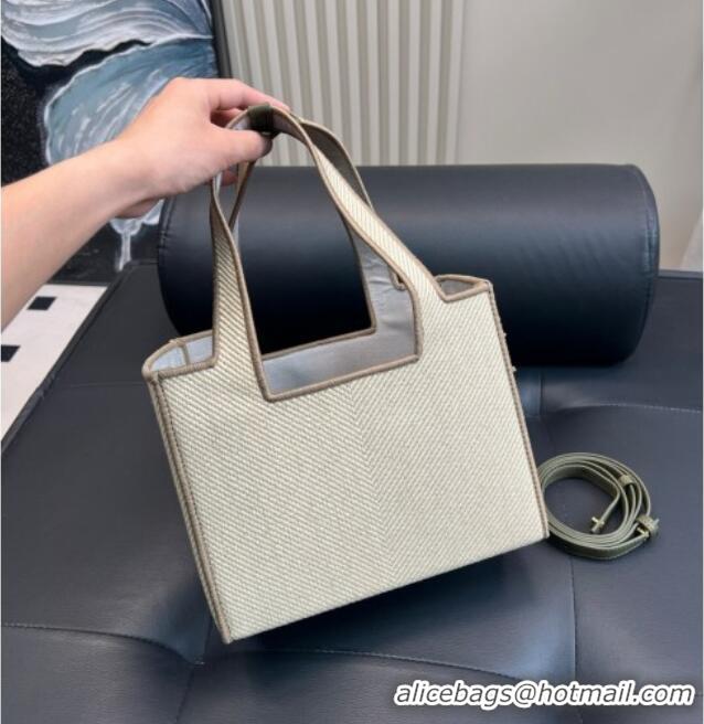 Discount Loewe Medium Front Tote Bag in Straw 0723 Beige/White/Grey 2025