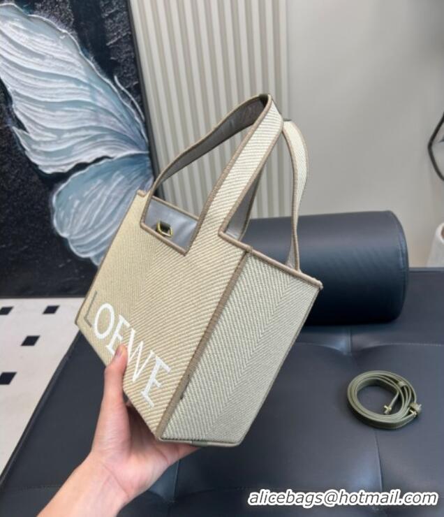 Discount Loewe Medium Front Tote Bag in Straw 0723 Beige/White/Grey 2025