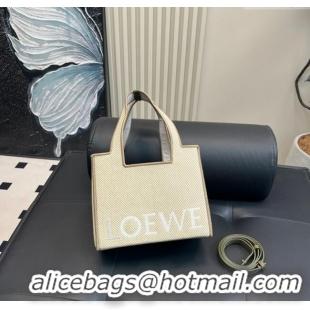 Well Crafted Loewe Small Front Tote Bag in Straw 0723 Beige/White/Grey 2025