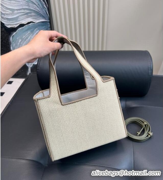Well Crafted Loewe Small Front Tote Bag in Straw 0723 Beige/White/Grey 2025