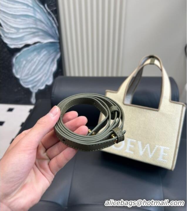 Well Crafted Loewe Small Front Tote Bag in Straw 0723 Beige/White/Grey 2025