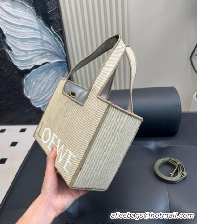 Well Crafted Loewe Small Front Tote Bag in Straw 0723 Beige/White/Grey 2025