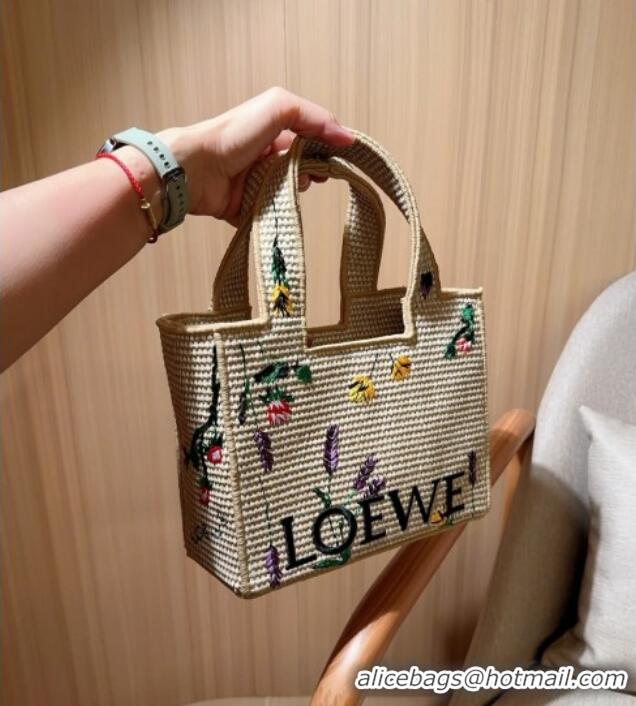Buy Promotional Loewe Small Front Tote Bag in Straw Embroidery 0723 Beige 2025