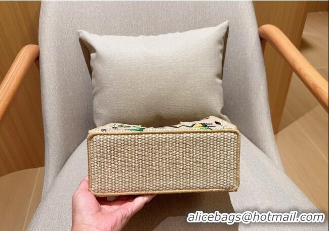Buy Promotional Loewe Small Front Tote Bag in Straw Embroidery 0723 Beige 2025