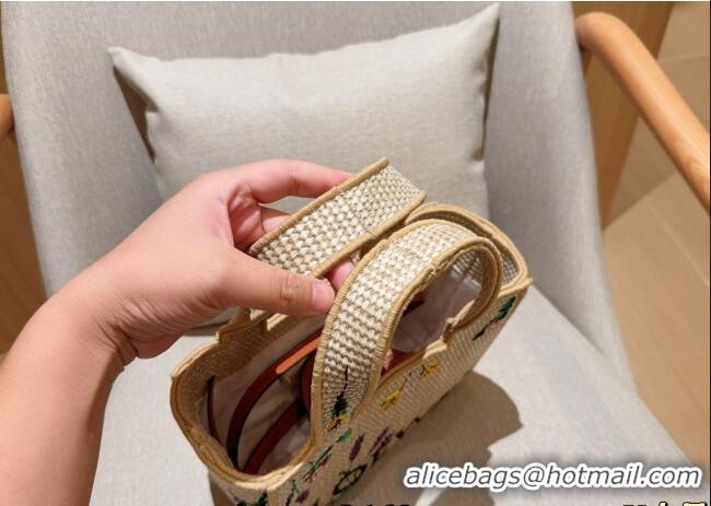 Buy Promotional Loewe Small Front Tote Bag in Straw Embroidery 0723 Beige 2025